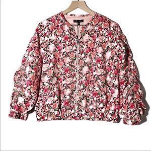 NEW Zara Floral Zip Bomber Jacket Medium